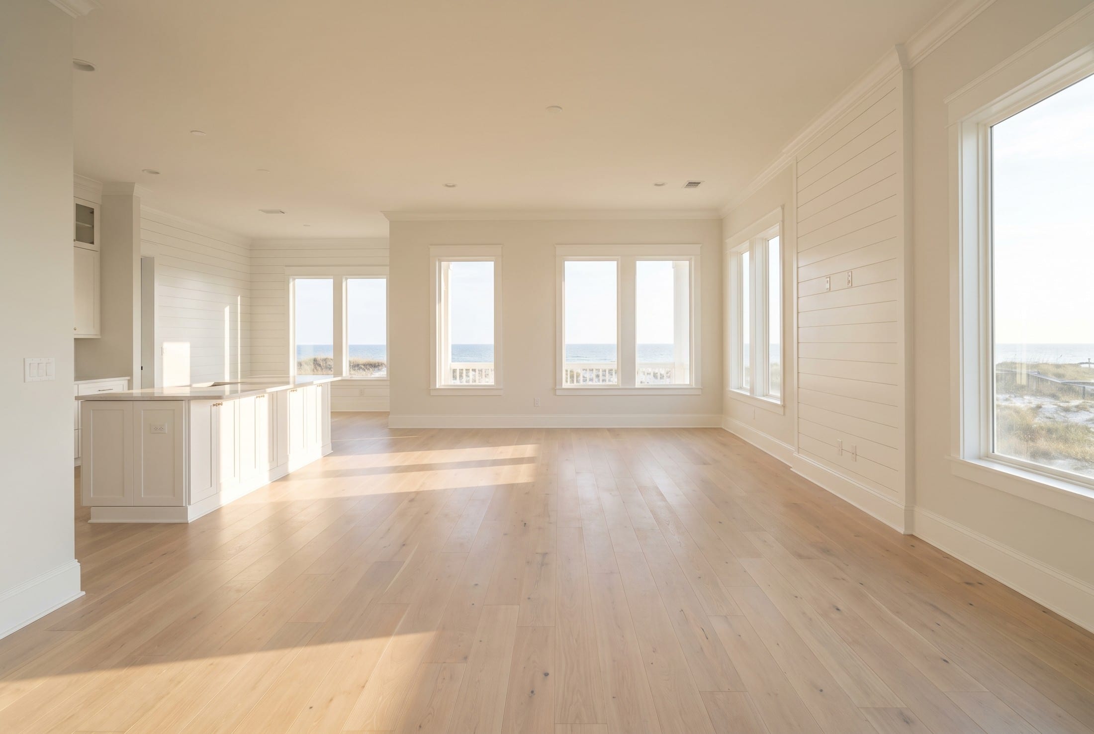 A newly completed Northwest Florida coastal home, cleaned and ready for handover.